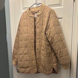 Madewell Tan Quilted Jacket with Button Details